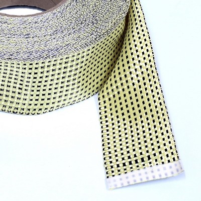 2x2 Twill Carbon Aramid Fabric Woven Yellow Kevlar Hybrid Para